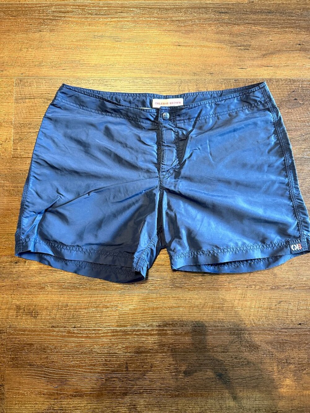 Orlebar Brown Mens Large Navy Tailored Swim Shorts Bulldog Style